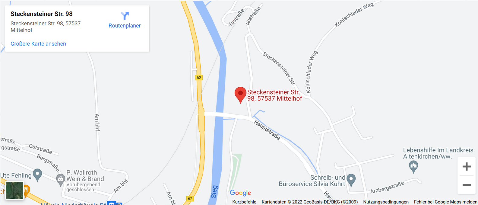 Karte mit Position der Firma